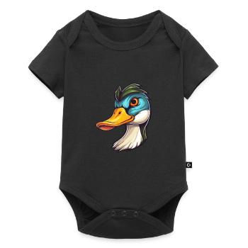Duck Colorful Watercolor Cartoon Kawaii Animal - Baby Premium short-sleeve bodysuit - black - Front