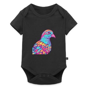 Dove Colorful Watercolor Cartoon Kawaii Animal - Baby Premium short-sleeve bodysuit - black - Front