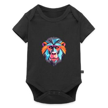 Babouin Aquarelle Colorée Dessin Animé Kawaii Animal - Body à manches courtes Premium Bébé - noir - Devant