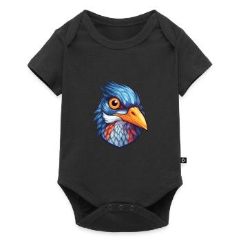 Kuckuck buntes Aquarell Cartoon Kawaii Tier - Baby Premium Kurzarmbody - Schwarz - Vorne