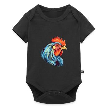 Poule Aquarelle Colorée Dessin Animé Kawaii Animal - Body à manches courtes Premium Bébé - noir - Devant