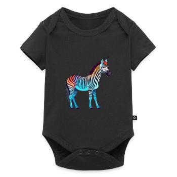 Zebra buntes Aquarell Cartoon Kawaii Tier - Baby Premium Kurzarmbody - Schwarz - Vorne