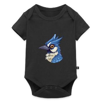 Blue Jay Colorful Watercolor Cartoon Kawaii Animal - Baby Premium short-sleeve bodysuit - black - Front