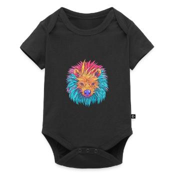 Stachelschwein Bunte Aquarell-Karikatur Kawaii Anima - Baby Premium Kurzarmbody - Schwarz - Vorne