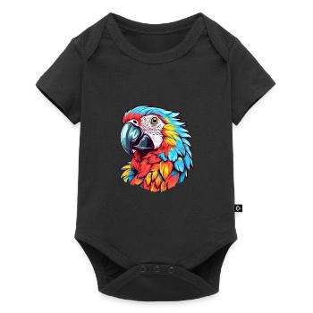 Parrot Colorful Watercolor Cartoon Kawaii Animal - Baby Premium short-sleeve bodysuit - black - Front