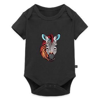 Zebra buntes Aquarell Cartoon Kawaii Tier - Baby Premium Kurzarmbody - Schwarz - Vorne