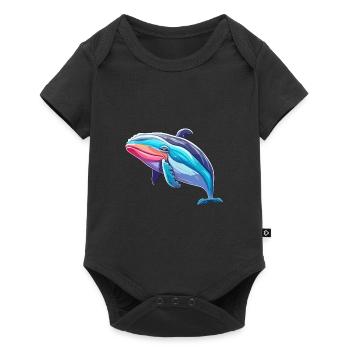 Baleine Aquarelle Colorée Dessin Animé Kawaii Animal - Body à manches courtes Premium Bébé - noir - Devant