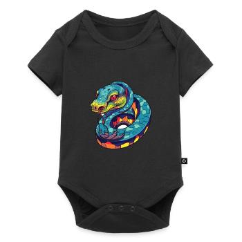 Snake Colorful Watercolor Cartoon Kawaii Animal - Baby Premium short-sleeve bodysuit - black - Front