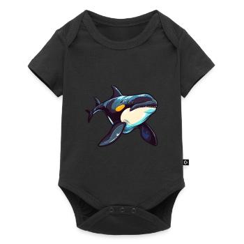Orca Colorful Watercolor Cartoon Kawaii Animal - Baby Premium short-sleeve bodysuit - black - Front