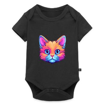 Chaton coloré aquarelle dessin animé kawaii animal - Body à manches courtes Premium Bébé - noir - Devant