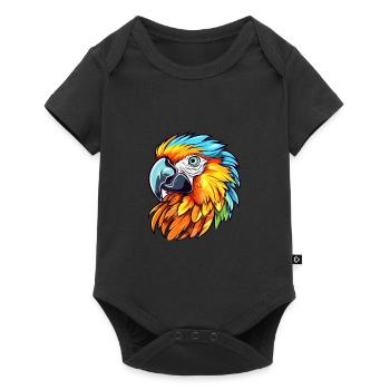 Parrot Colorful Watercolor Cartoon Kawaii Animal - Baby Premium short-sleeve bodysuit - black - Front