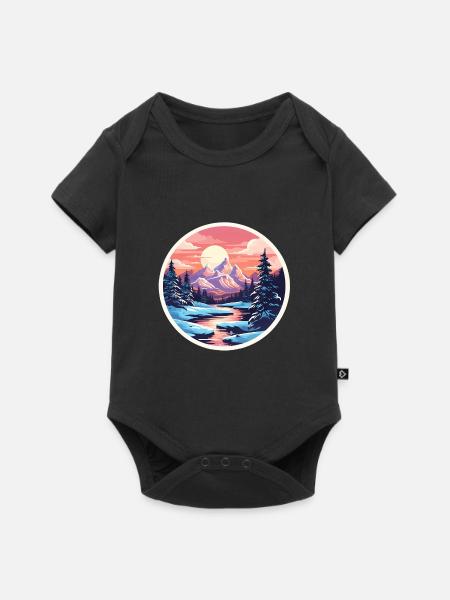 Nationalpark Winter Schnee - Baby Premium Kurzarmbody - Schwarz
