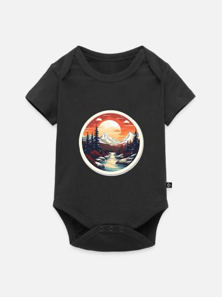Nationalpark Winter Schnee - Baby Premium Kurzarmbody - Schwarz