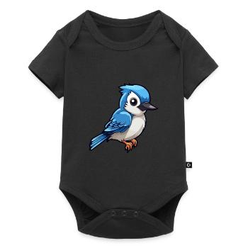 Geai bleu mignon dessin animé kawaii aquarelle Animal animal de compagnie - Body à manches courtes Premium Bébé - noir - Devant