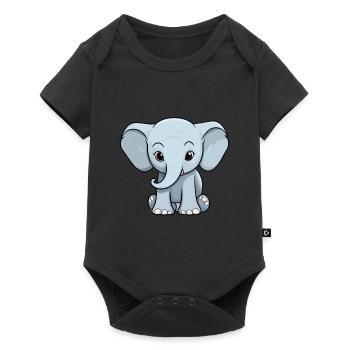 Elephant Cute Cartoon Kawaii Watercolor Animal Pet - Baby Premium short-sleeve bodysuit - black - Front