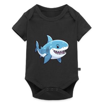 Requin mignon dessin animé kawaii aquarelle Animal de compagnie - Body à manches courtes Premium Bébé - noir - Devant