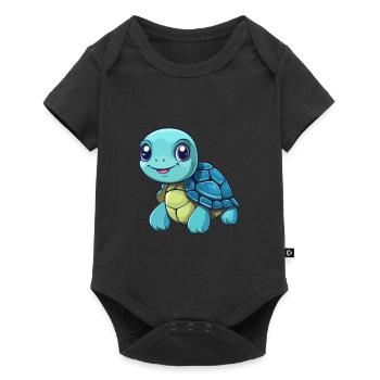 Turtle Cute Cartoon Kawaii Watercolor Animal Pet - Baby Premium short-sleeve bodysuit - black - Front