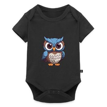 Hibou mignon dessin animé kawaii aquarelle animal de compagnie - Body à manches courtes Premium Bébé - noir - Devant