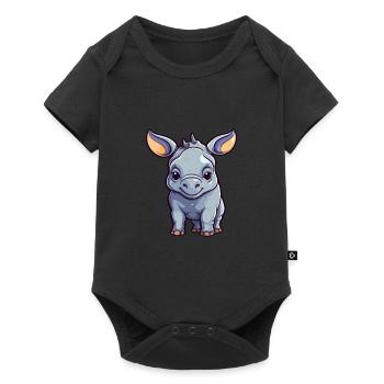 Rhino Cute Cartoon Kawaii Watercolor Animal Pet - Baby Premium short-sleeve bodysuit - black - Front
