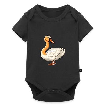 Cygne mignon dessin animé kawaii aquarelle animal de compagnie - Body à manches courtes Premium Bébé - noir - Devant