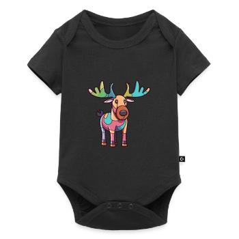 Moose Cute Cartoon Kawaii Watercolor Animal Pet - Baby Premium short-sleeve bodysuit - black - Front