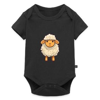 Mouton Mignon Dessin Animé Kawaii Aquarelle Animal De Compagnie - Body à manches courtes Premium Bébé - noir - Devant