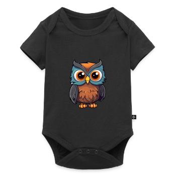 Hibou mignon dessin animé kawaii aquarelle animal de compagnie - Body à manches courtes Premium Bébé - noir - Devant