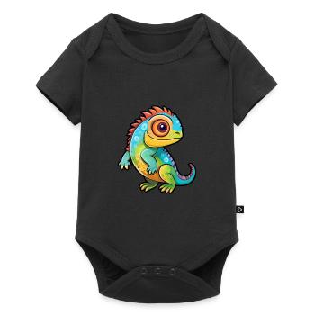 Iguana Cute Cartoon Kawaii Watercolor Animal Pet - Baby Premium short-sleeve bodysuit - black - Front