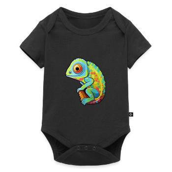 Chameleon Cute Cartoon Kawaii Watercolor Animal Pe - Baby Premium short-sleeve bodysuit - black - Front