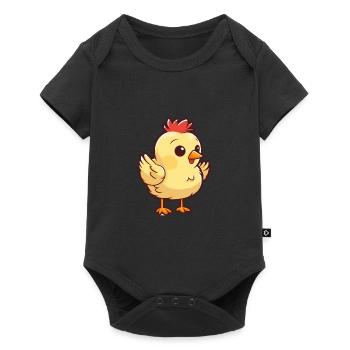 Chicken Cute Cartoon Kawaii Watercolor Animal Pet - Baby Premium short-sleeve bodysuit - black - Front