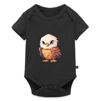 Aigle Mignon Dessin Animé Kawaii Aquarelle Animal De Compagnie - Body à manches courtes Premium Bébé - noir - Devant