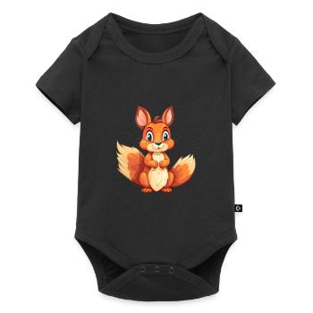 Squirrel Colorful Watercolor Cartoon Kawaii Animal - Baby Premium short-sleeve bodysuit - black - Front