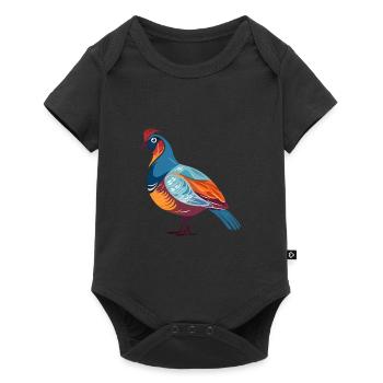 Rebhuhn bunte Aquarell-Karikatur Kawaii Anima - Baby Premium Kurzarmbody - Schwarz - Vorne