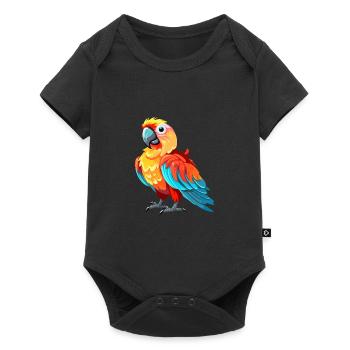 Parrot Colorful Watercolor Cartoon Kawaii Animal - Baby Premium short-sleeve bodysuit - black - Front