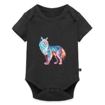 Lynx Colorful Watercolor Cartoon Kawaii Animal - Baby Premium short-sleeve bodysuit - black - Front