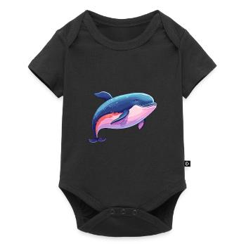 Baleine Aquarelle Colorée Dessin Animé Kawaii Animal - Body à manches courtes Premium Bébé - noir - Devant