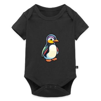 Pinguin Niedliche Karikatur Kawaii Aquarell Tier Haustier - Baby Premium Kurzarmbody - Schwarz - Vorne