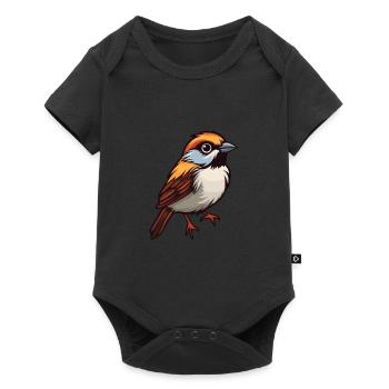 Moineau mignon dessin animé kawaii aquarelle Animal de compagnie - Body à manches courtes Premium Bébé - noir - Devant