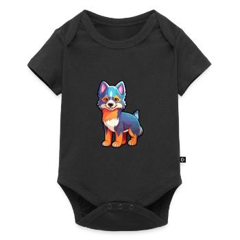 Wolf Cute Cartoon Kawaii Watercolor Animal Pet - Baby Premium short-sleeve bodysuit - black - Front