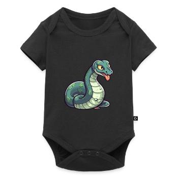 Anaconda Mignon Dessin Animé Kawaii Aquarelle Animal De Compagnie - Body à manches courtes Premium Bébé - noir - Devant