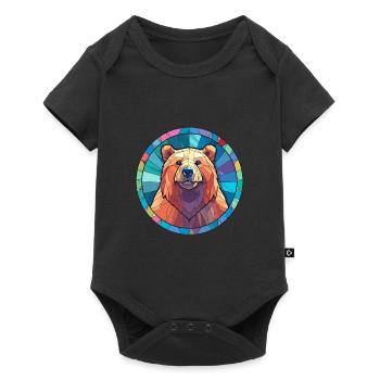 Ours vitrail coloré dessin animé Kawaii Animal - Body à manches courtes Premium Bébé - noir - Devant