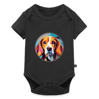 Beagle Dog Stained Glass Colorful Cartoon Kawaii A - Baby Premium short-sleeve bodysuit - black - Front