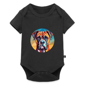 Boxer chien vitrail coloré dessin animé Kawaii An - Body à manches courtes Premium Bébé - noir - Devant