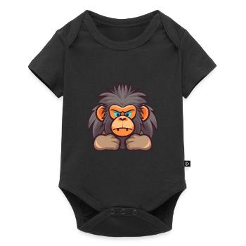 Babouin Mignon Dessin Animé Kawaii Aquarelle Animal De Compagnie - Body à manches courtes Premium Bébé - noir - Devant