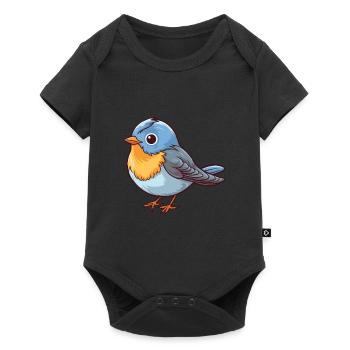 Oiseau Mignon Dessin Animé Kawaii Aquarelle Animal De Compagnie - Body à manches courtes Premium Bébé - noir - Devant