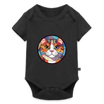 British Shorthair chat vitrail coloré Carto - Body à manches courtes Premium Bébé - noir - Devant