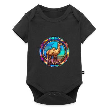 Kamel-Buntglas-Bunt-Cartoon-Kawaii-Tier - Baby Premium Kurzarmbody - Schwarz - Vorne