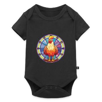 Chicken Stained Glass Colorful Cartoon Kawaii Anim - Baby Premium short-sleeve bodysuit - black - Front