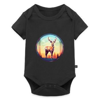 Cerf vitrail coloré dessin animé Kawaii Animal - Body à manches courtes Premium Bébé - noir - Devant