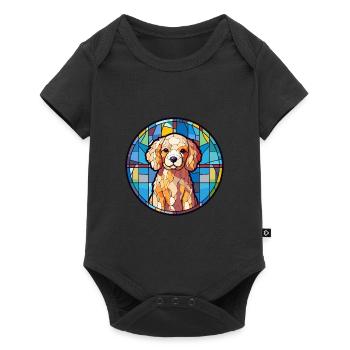 Hund Bunte Karikatur Kawaii Tier - Baby Premium Kurzarmbody - Schwarz - Vorne